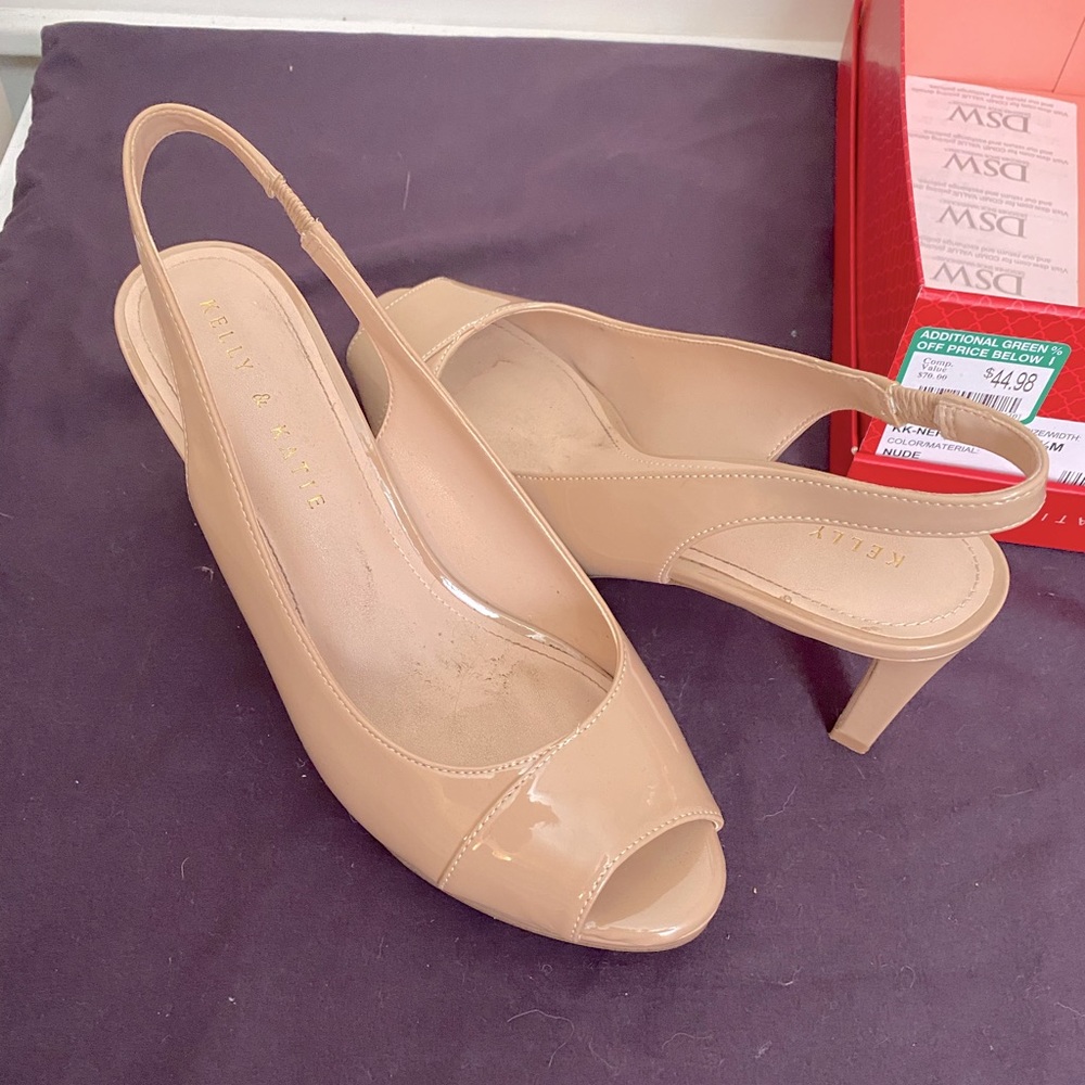 Kelly&Katie Nude Slingback Heels